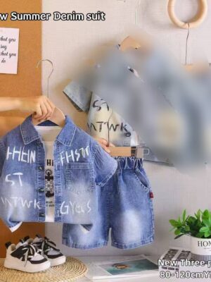 BOYS 3 PCS DENIM SET ( 5 SETS )